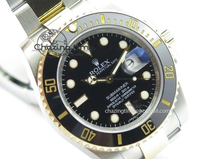 0301 Submariner 116613 LN Noob 1:1 Best Edition YG Wrapped Bezel Black Dial On SS YG Bracelet A Neat 3961